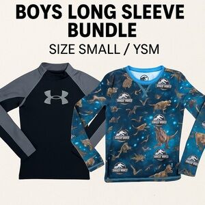 Boys Long Sleeve Bundle YSM/Small – Under Armour ColdGear + Jurassic World